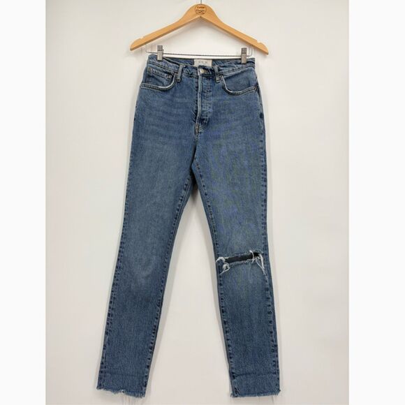 Free People We the Free Stella High Rise Ripped Jeans, Size 28, Button Fly Boho - Picture 1 of 8